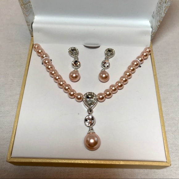 Charter Club Jewelry - Cubic Zirconia Pearl Lariat Necklace Earrings Set